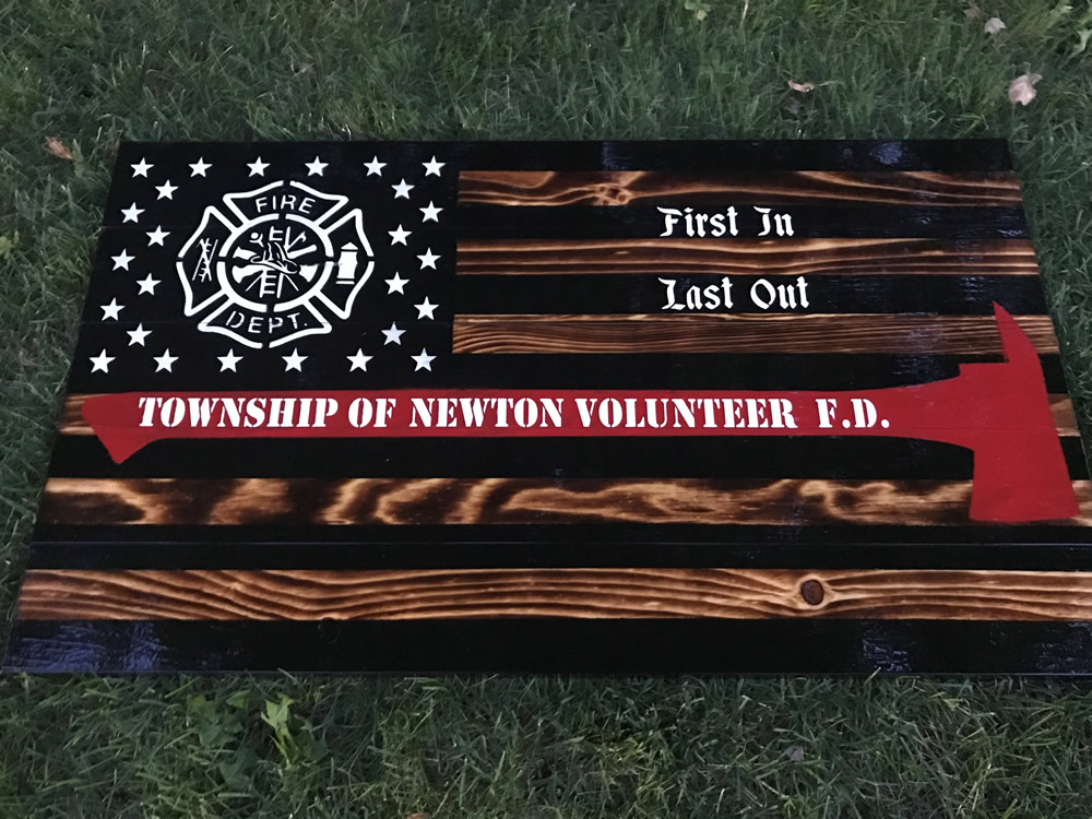 Firefighter wood flag