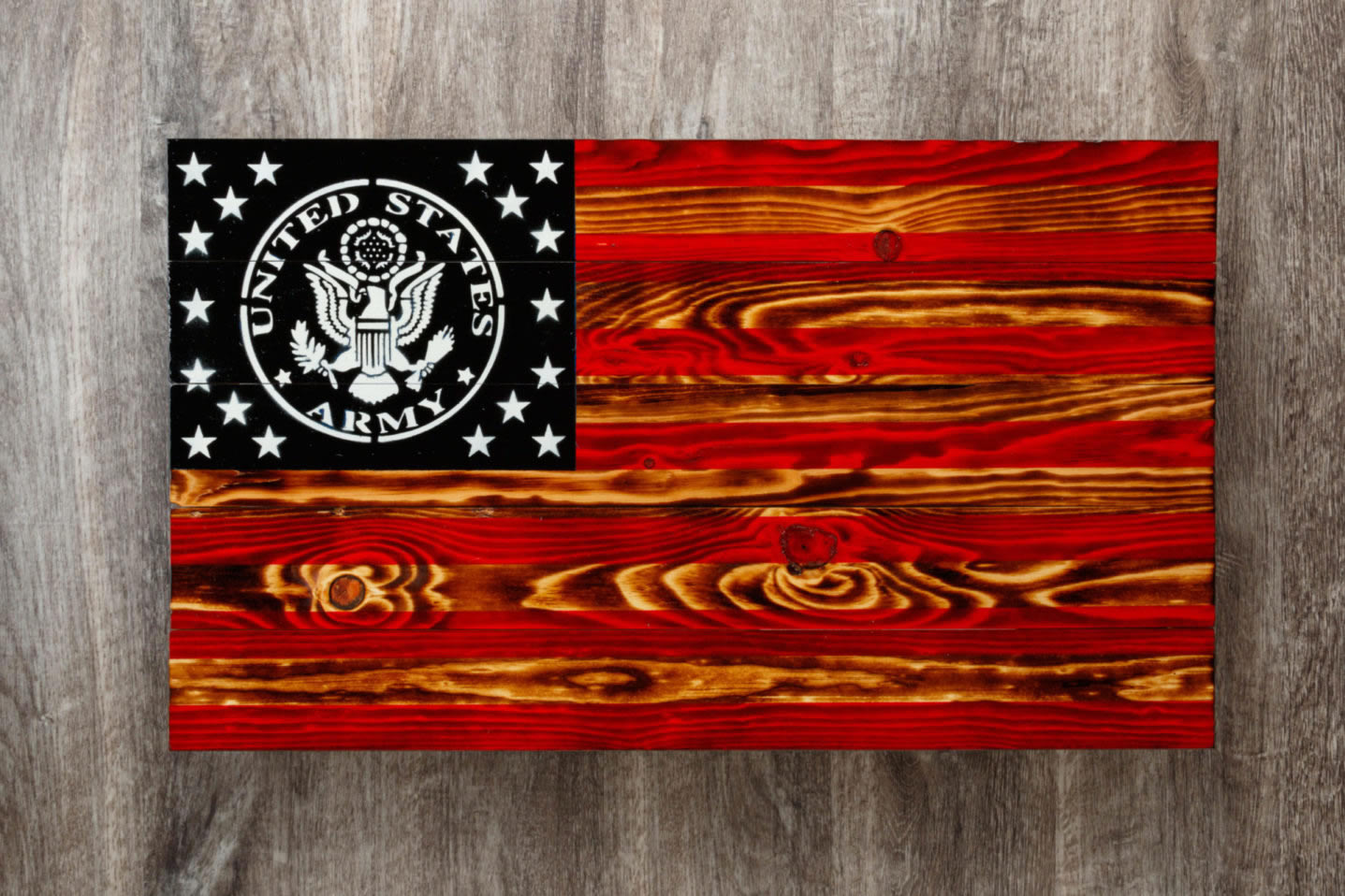 Wooden army flag torched