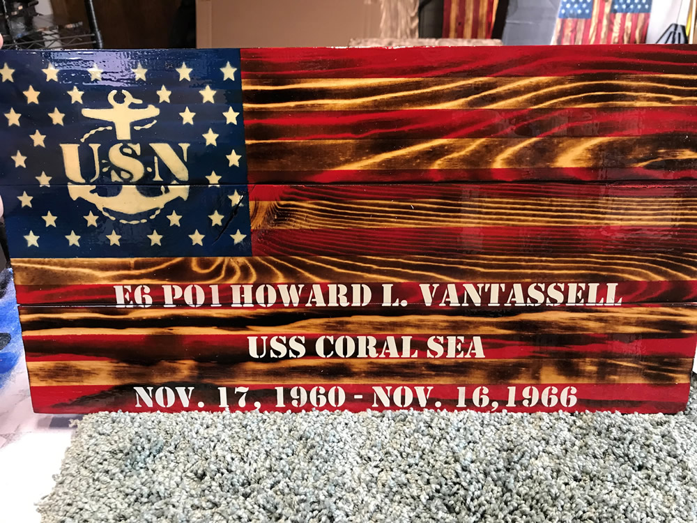 Navy American wood flag