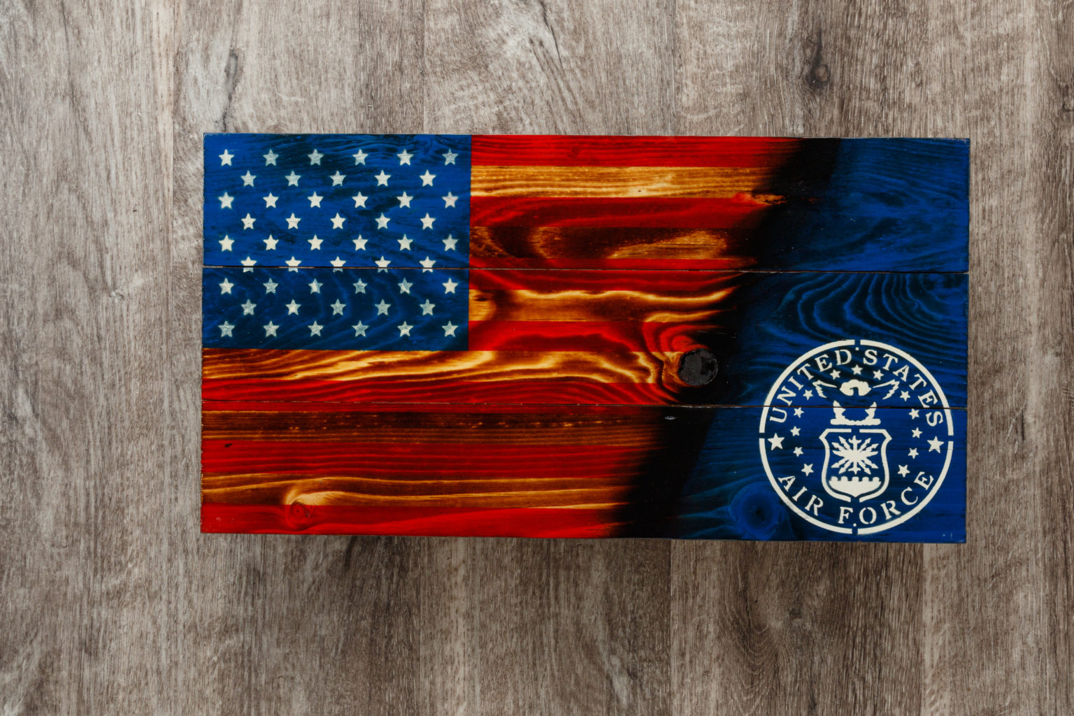Air force wooden American flag wall art