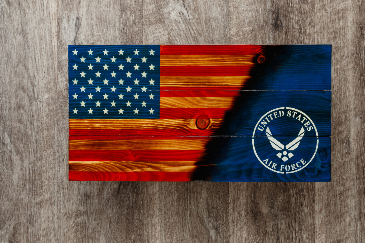 Air force wooden American flag wall art