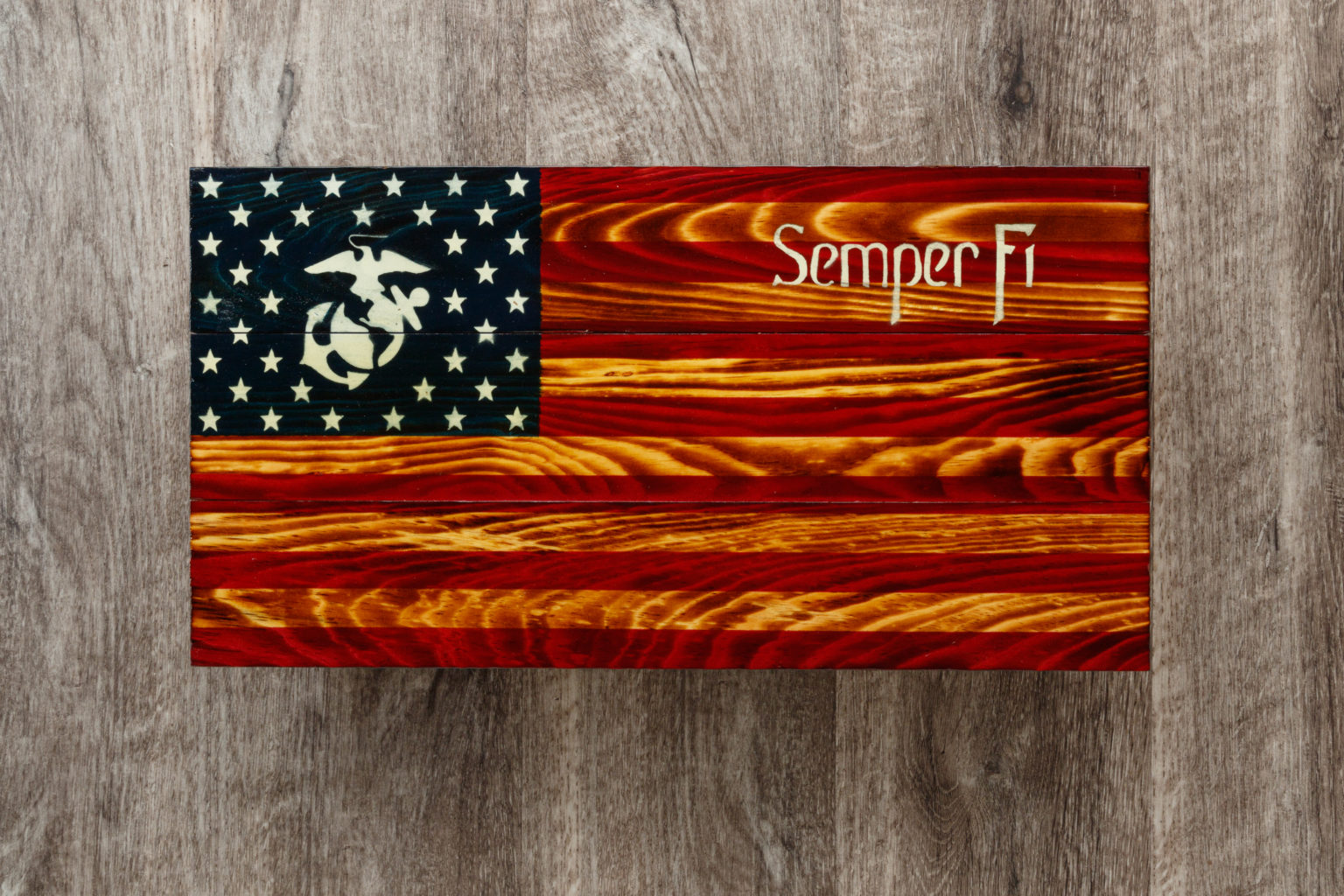 Marines Semper fi wooden American flag wall art