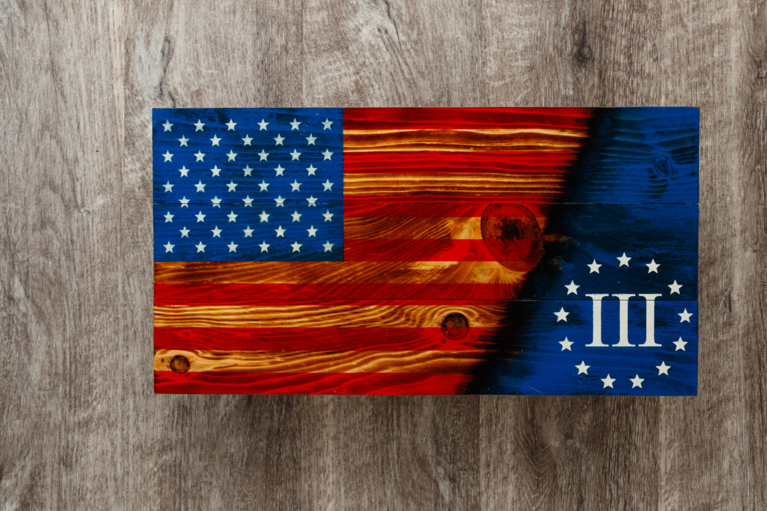 13 star wooden American flag wall art