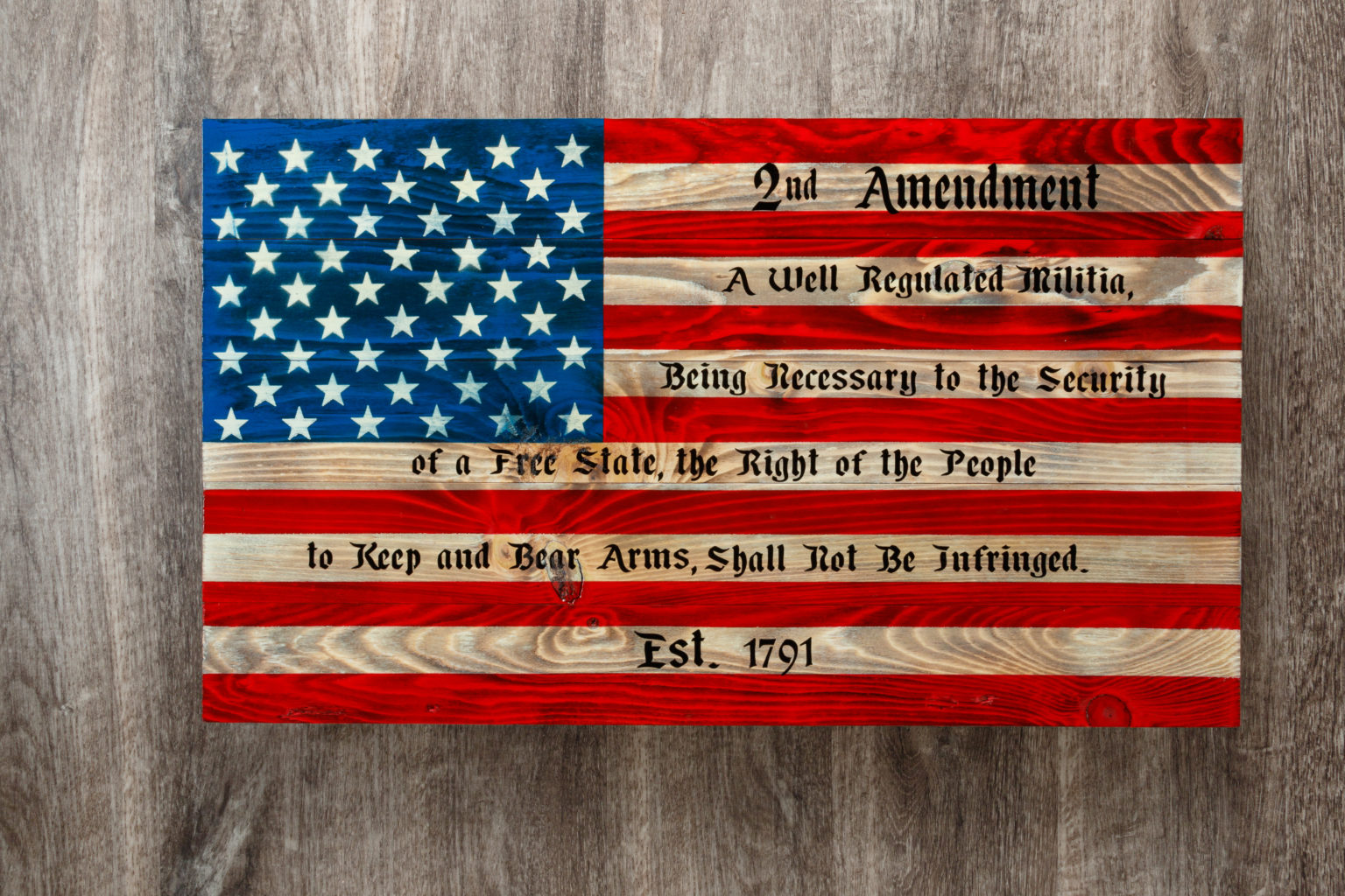 2nd amendment wooden American flag wall art