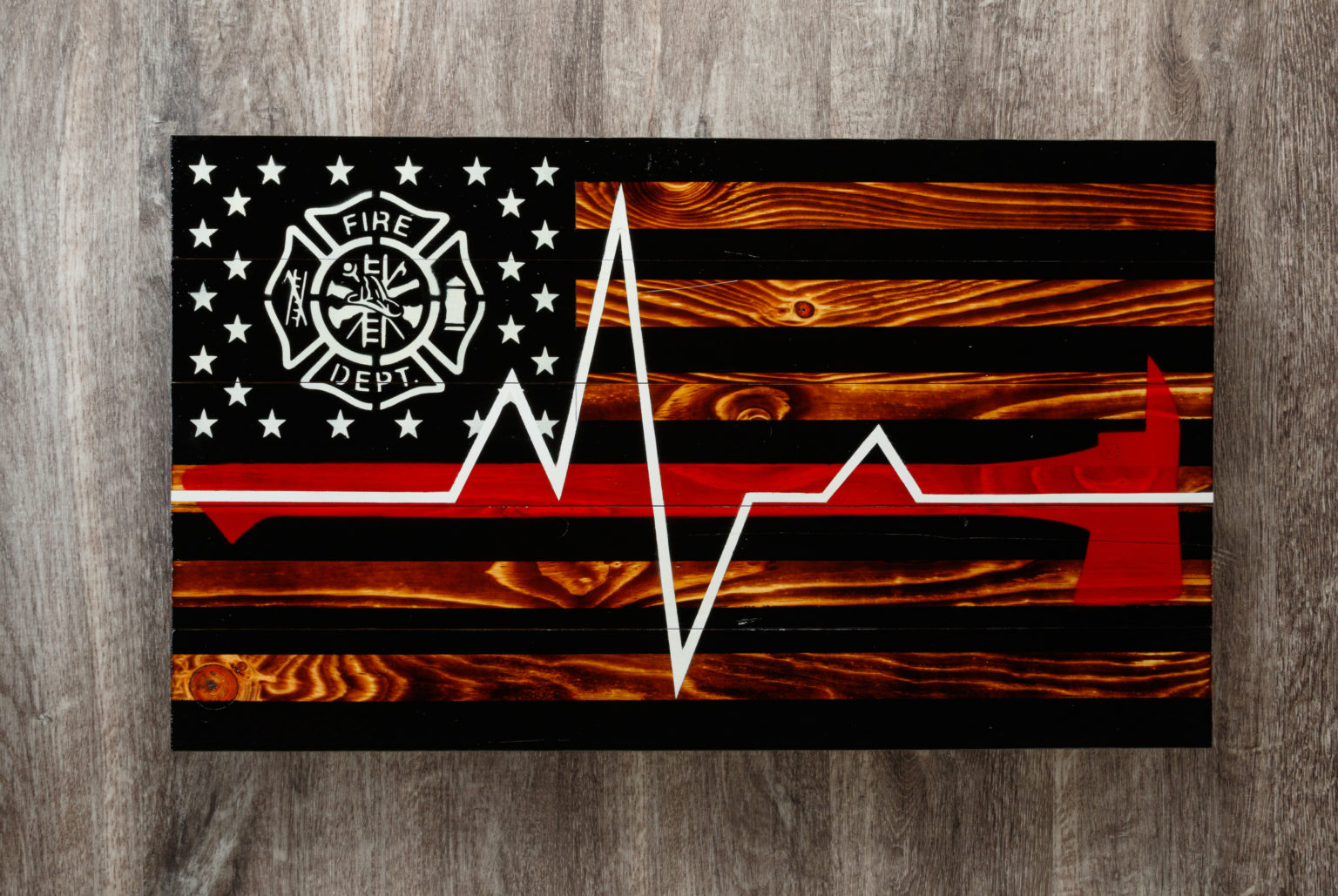 Paramedic wooden American flag wall art