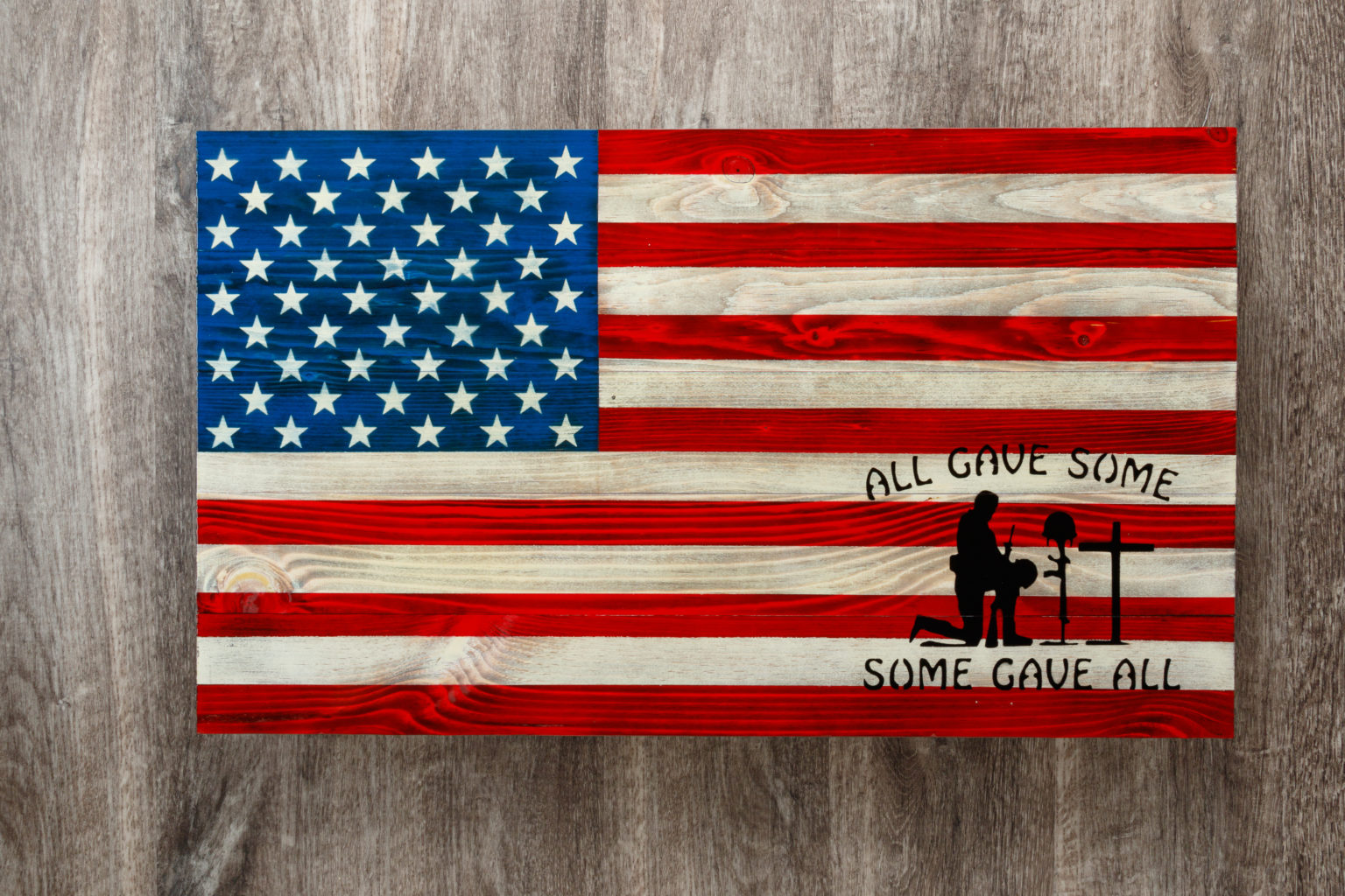 all gave some some gave all wooden American flag wall art