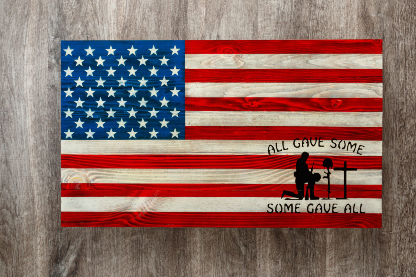 all gave some some gave all wooden American flag wall art