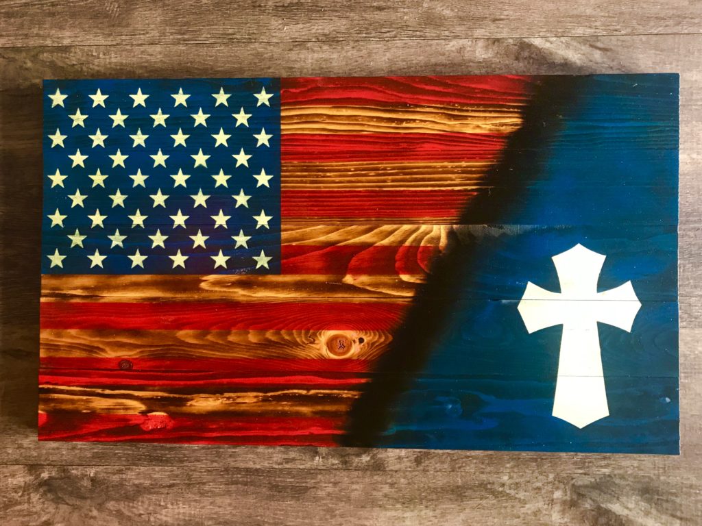 US Flag - Celtic Cross - Burned In - Star Spangled D-Signs